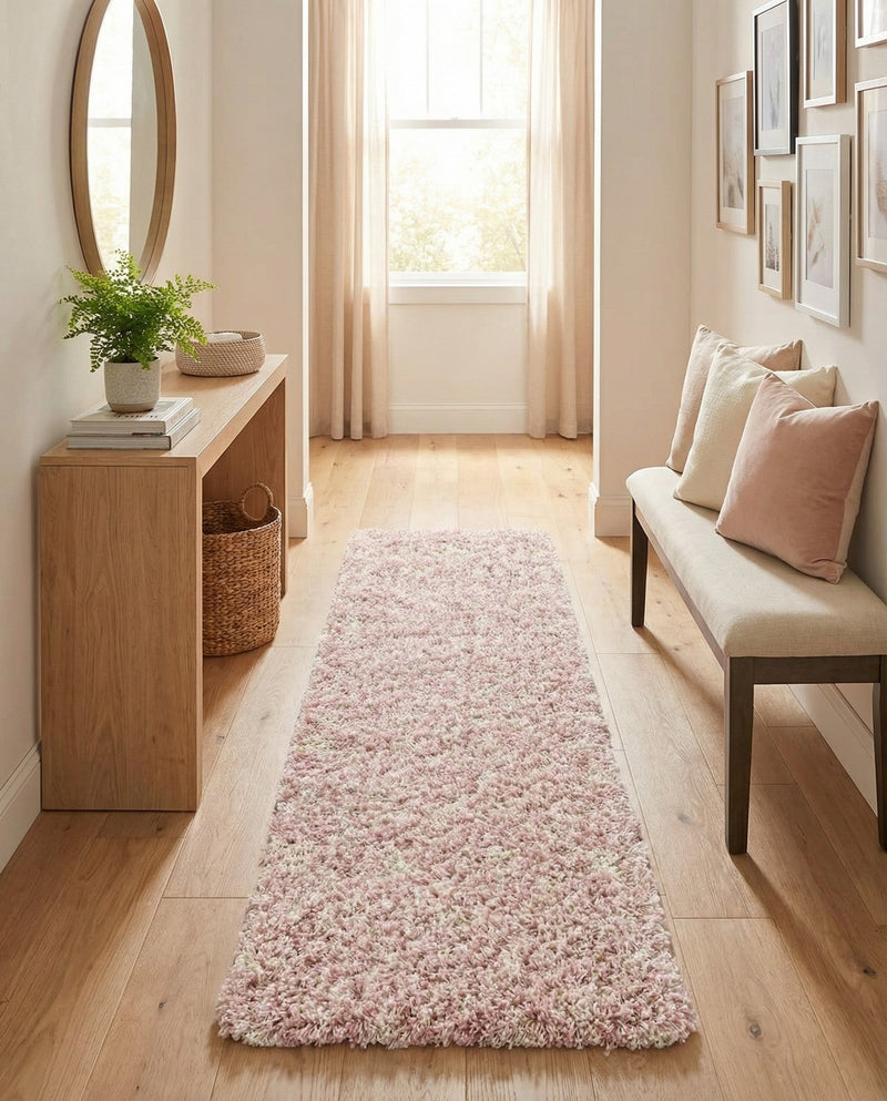 Berber Lattice Shag Collection Area Rug - Atlas (Light Pink) Runner Light Pink  lifestyle 23