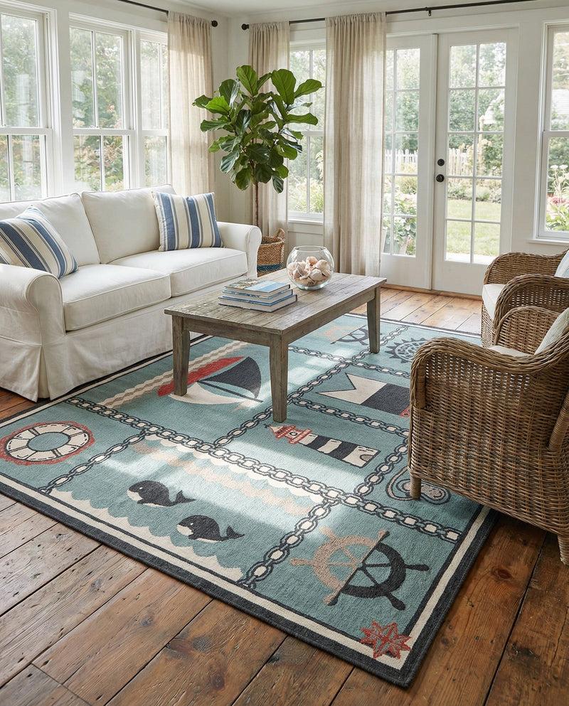 Seaside Haven Rugs Collection Area Rug -  Anchorage Rectangle Blue  lifestyle 16