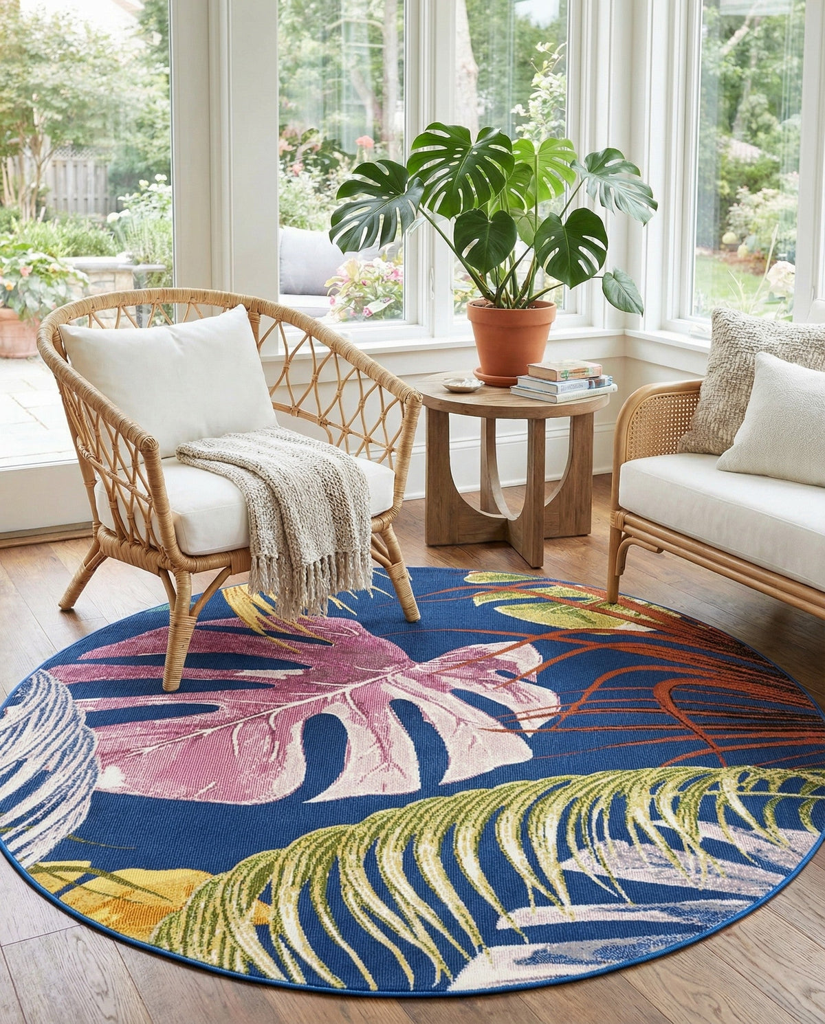 Meadow Breeze Collection Area Rug -  Clover Round Multi  lifestyle 70