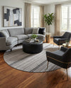 Jewel Oasis Collection Area Rug - Sapphire (Gray) Round Gray  lifestyle 72