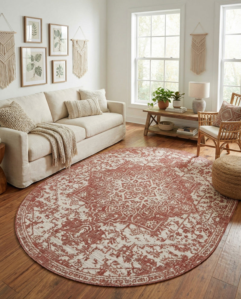Urban Oasis Rugs Collection Area Rug -  Penthouse (Rust Red) Oval Rust Red  lifestyle 57