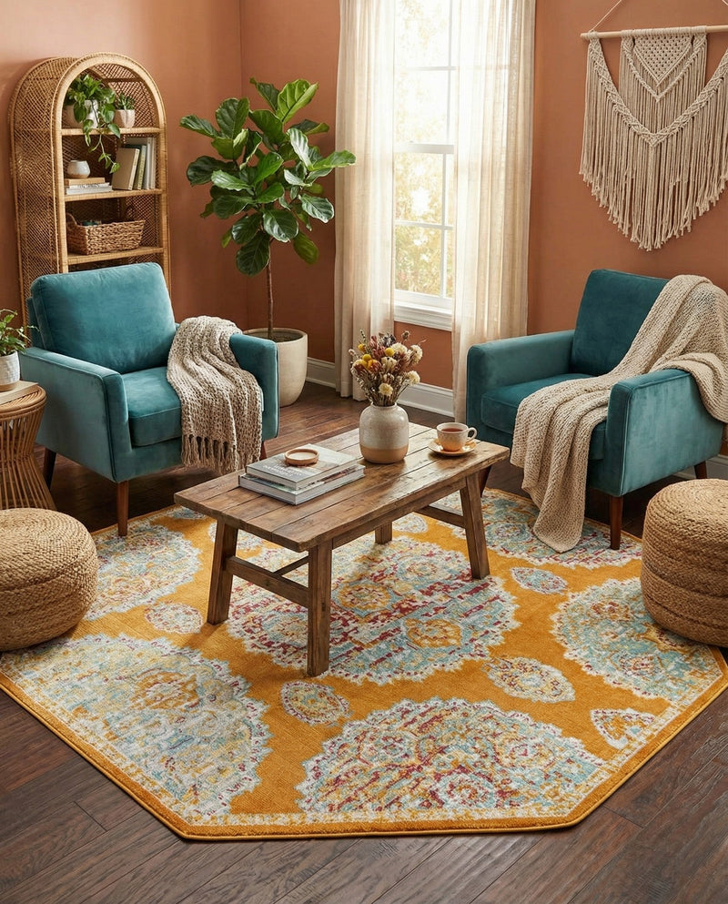 Arcadia Rugs Collection Area Rug -  Atlantis (Orange) Octagon Orange  lifestyle 39