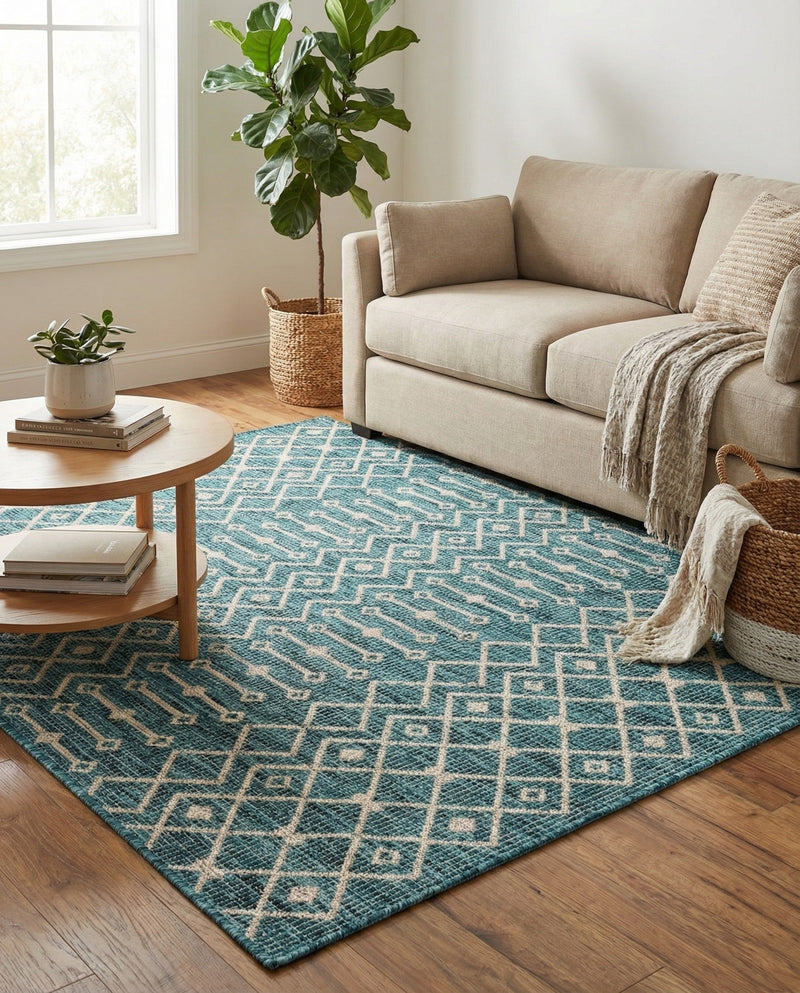 Savannah Pergola Collection Area Rug -  Pergola (Teal) Rectangle Teal  lifestyle 8