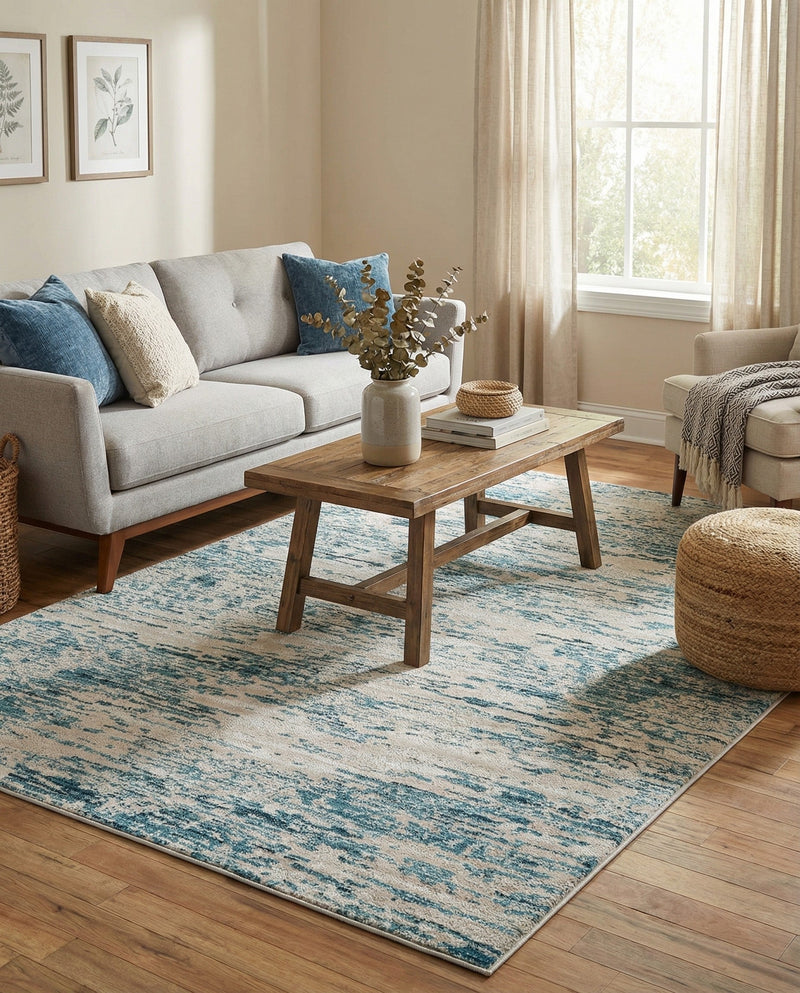 Serenity Sands Collection Area Rug - Dunescape Rectangle Blue  lifestyle 16