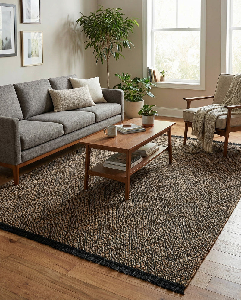 Woven Seaside Jute Collection Area Rug - Oia Rectangle Black and Natural  lifestyle 30