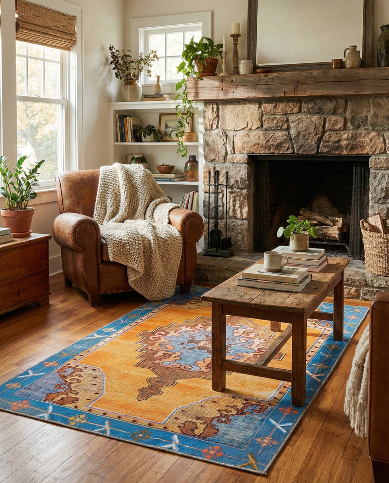 Heritage Elegance Collection Area Rug -  Winterthur (Orange) Rectangle Orange  lifestyle 12