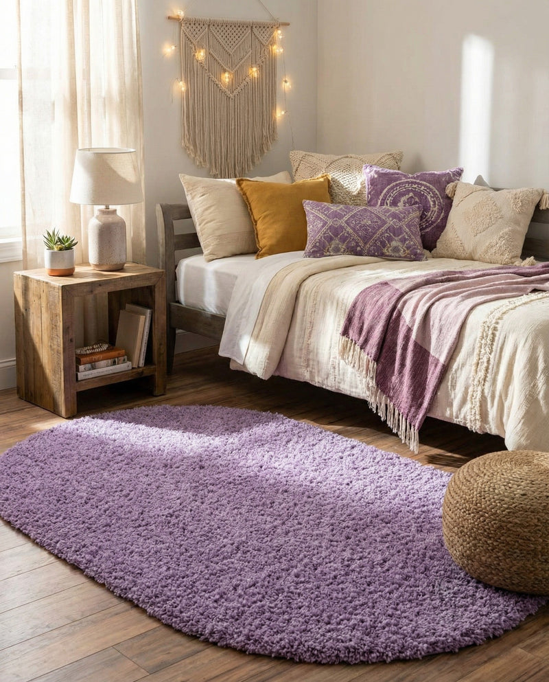 Plush Oasis Collection Area Rug - Serenity (Lilac) Oval Lilac  lifestyle 42