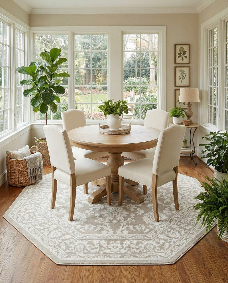 Savannah Elegance Collection Area Rug - Augusta (Light Gray) Octagon Light Gray  lifestyle 78