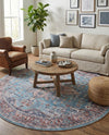 Zahara Oasis Collection Area Rug -  Casablanca Round Blue  lifestyle 57