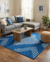 Seychelles Stripes Collection Area Rug - Mahe (Navy Blue) Square Navy Blue  lifestyle 38
