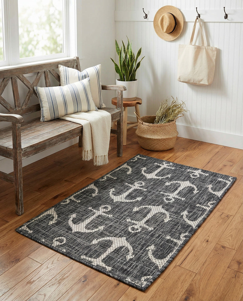 Seaside Haven Rugs Collection Area Rug - Sapphire (Charcoal) Rectangle Charcoal  lifestyle 17