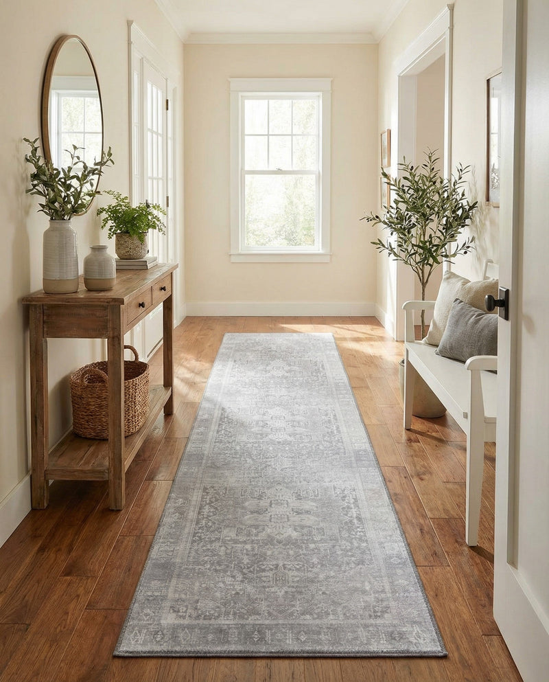 Heritage Elegance Collection Area Rug -  Windsor (Gray) Runner Gray  lifestyle 37