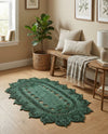 Woven Seaside Jute Collection Area Rug - Coastalhaven (Hunter Green) Oval Hunter Green  lifestyle 23