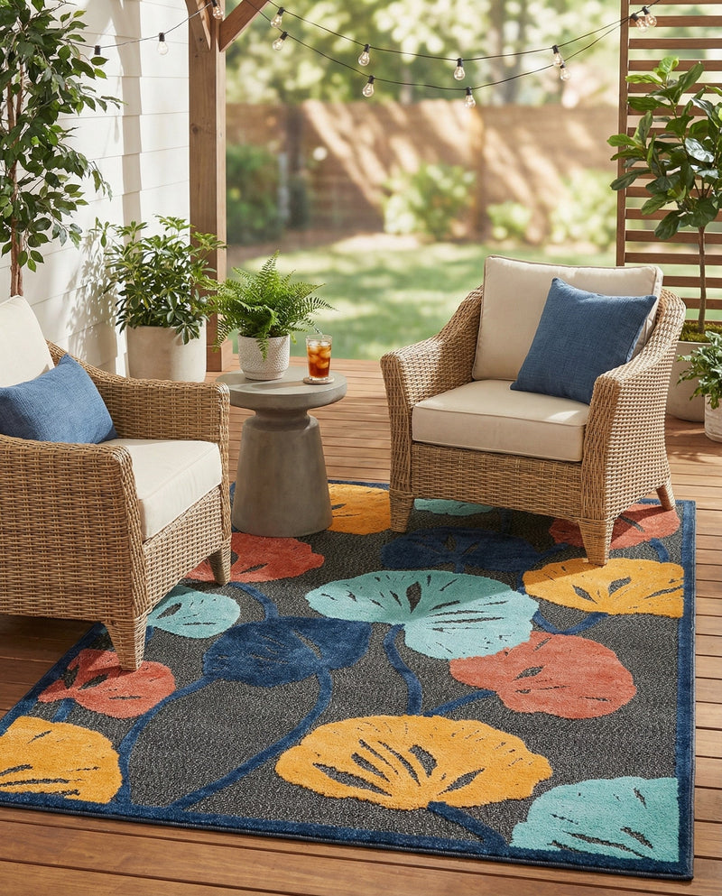 Caribbean Terrace Collection Area Rug -  Grenada Rectangle Charcoal  lifestyle 16
