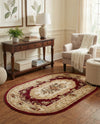 Versailles Elegance Collection Area Rug -  Louveciennes (Red) Oval Red  lifestyle 49