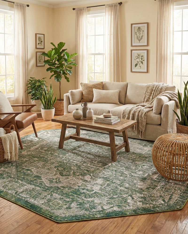 Savannah Soiree Collection Area Rug -  Everglade (Green) Octagon Green  lifestyle 71