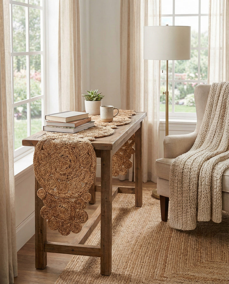 Woven Seaside Jute Collection Area Rug - Whittaker Table Runner Natural  lifestyle 73