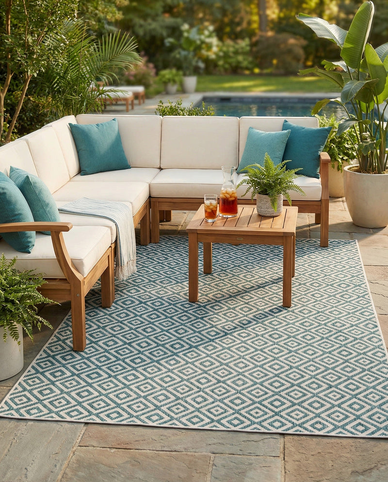 Urban Oasis Rugs Collection Area Rug -  Rooftop (Teal) Rectangle Teal  lifestyle 26