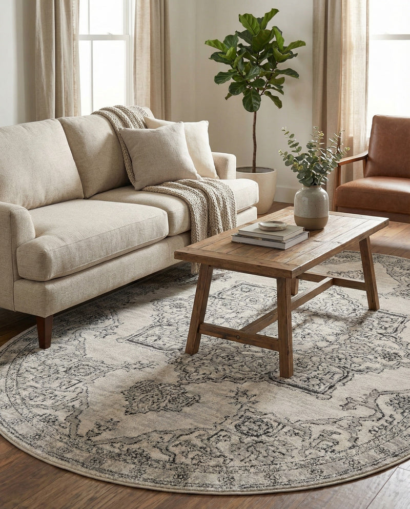 Mykonos Manor Collection Area Rug -  Tinos (Ivory) Oval Ivory  lifestyle 33