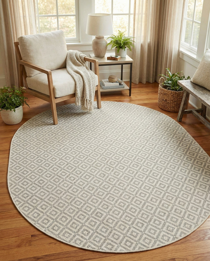 Urban Oasis Rugs Collection Area Rug -  Rooftop (Light Gray) Oval Light Gray  lifestyle 22