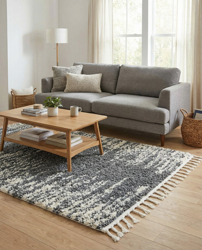 Tranquil Tides Shag Collection Area Rug - Marina Rectangle Gray  lifestyle 17
