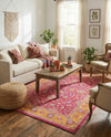 Casablanca Tapestry Collection Area Rug -  Marrakech (Berry Pink) Rectangle Berry Pink  lifestyle 3