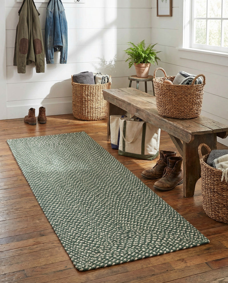 Highland Woven Jute Collection Area Rug - Glenmore (Green) Runner Green  lifestyle 25