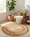 Woven Seaside Jute Collection Area Rug - Varadero Round Natural  lifestyle 11