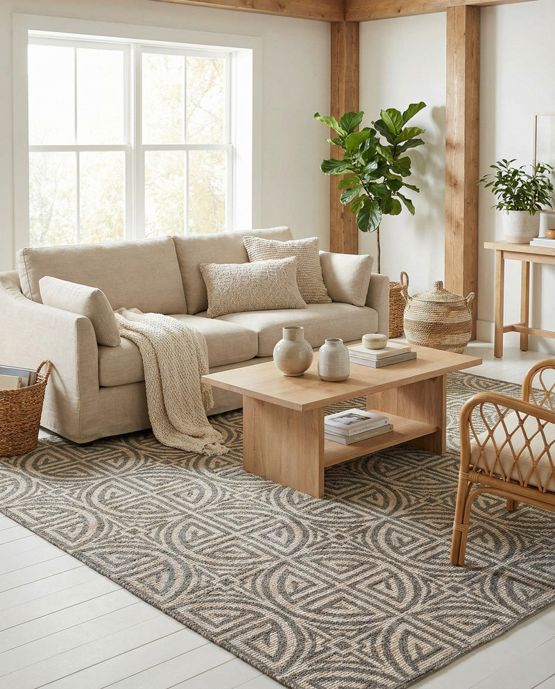 Savannah Threads Collection Area Rug -  Thar Rectangle Gray and Ivory  lifestyle 24