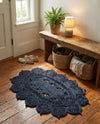 Woven Seaside Jute Collection Area Rug - Coastalhaven (Navy Blue) Oval Navy Blue  lifestyle 8
