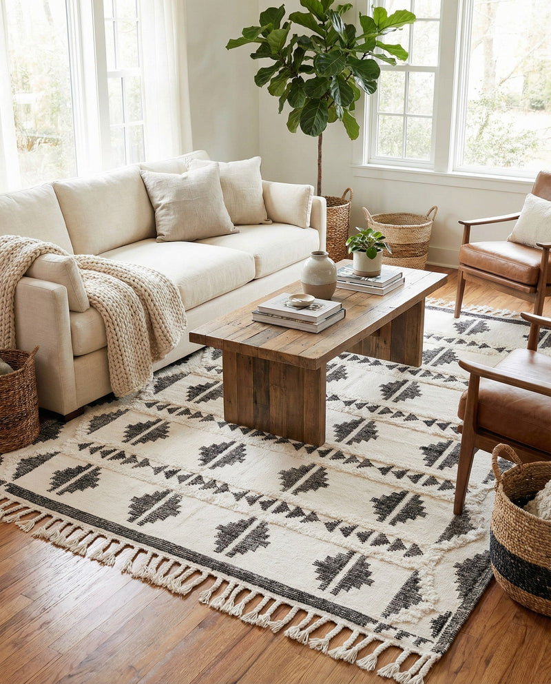 Sonoran Collection Area Rug - BellRock Rectangle Black and White  lifestyle 39