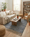 Tulum Trellis Collection Area Rug - Shoreline Rectangle Denim blue  lifestyle 45
