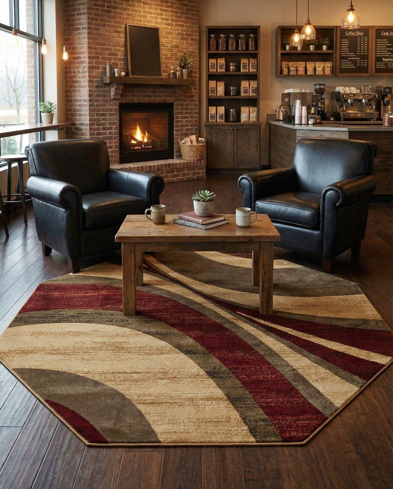 Bistro Lounge Collection Area Rug -  Frappe Octagon Beige  lifestyle 59