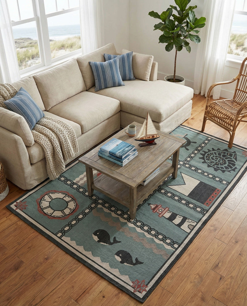 Seaside Haven Rugs Collection Area Rug -  Anchorage Rectangle Blue  lifestyle 19