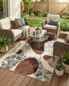 Urban Terrace Collection Area Rug -  Garden Rectangle Brown and White  lifestyle 12