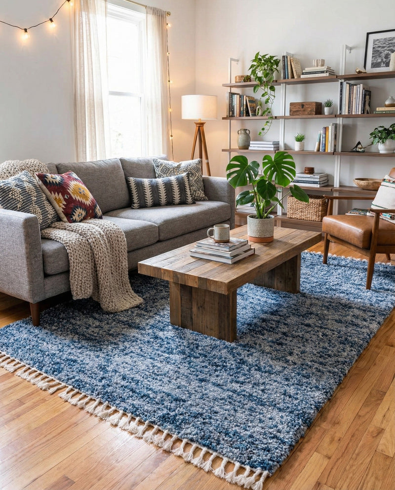 Cozy Cove Shag Collection Area Rug -  Harbor Rectangle Blue  lifestyle 30