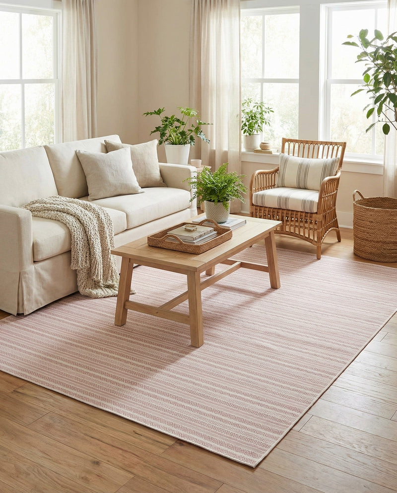 Seaside Stripes Collection Area Rug -  Boardwalk (Red) Rectangle Red  lifestyle 13