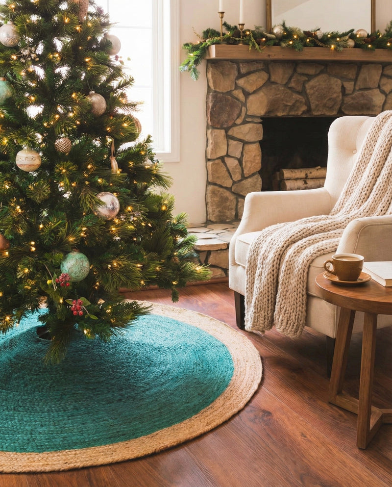 Holiday Hearth Rugs Collection Area Rug - Yuletide Round Green  lifestyle 13