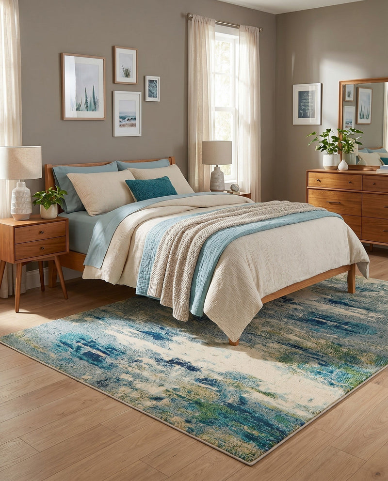 Chromatic Oasis Collection Area Rug -  Serene Rectangle Light Blue  lifestyle 10