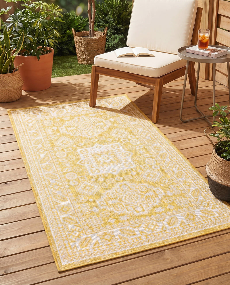 Tribal Terrace Treasures Collection Area Rug -  Incan Isle (Yellow) Rectangle Yellow  lifestyle 36