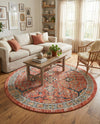 Seville Stripes Collection Area Rug -  Malaga (Brick Red) Round Brick Red  lifestyle 68