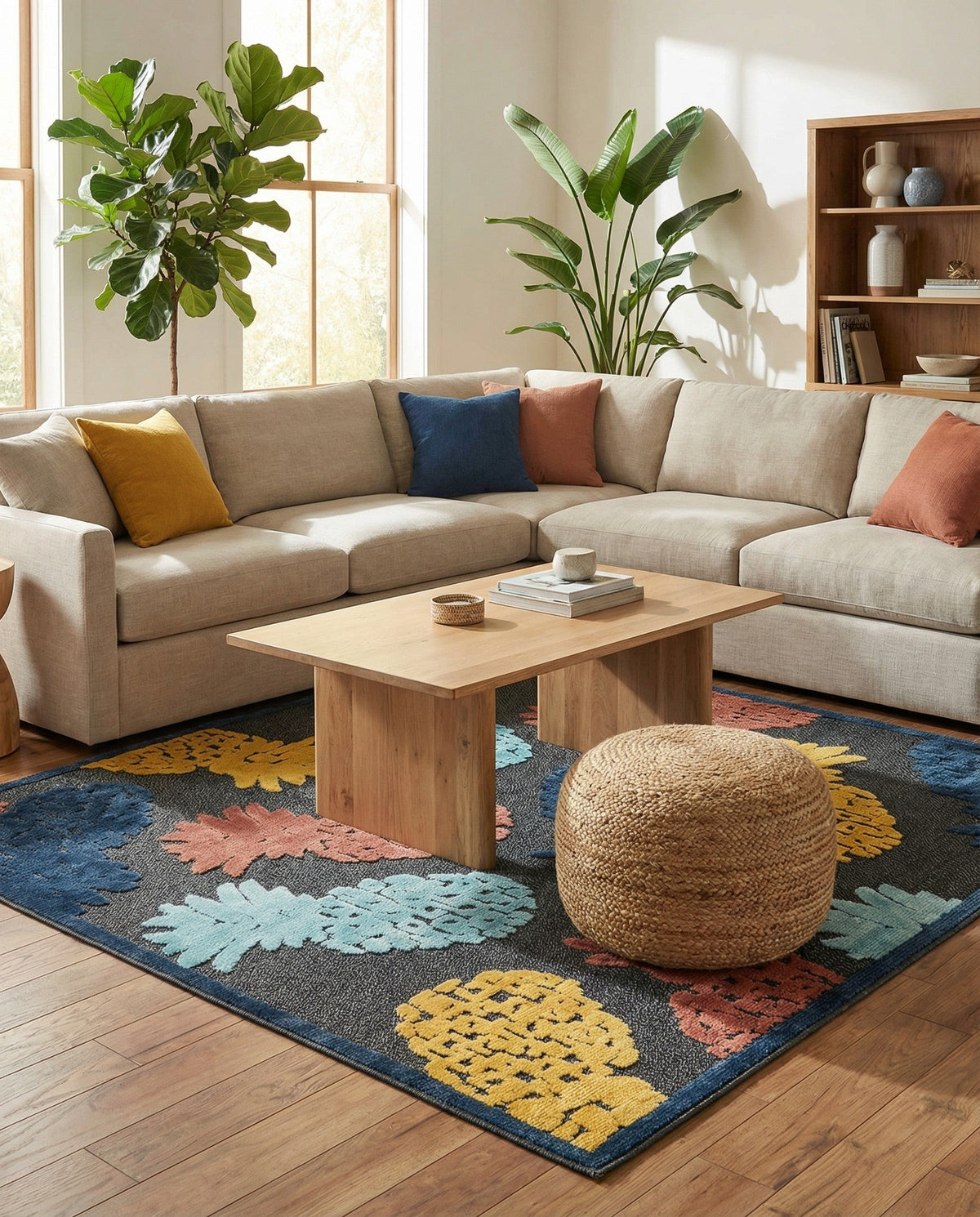 Caribbean Terrace Collection Area Rug -  Nevis Square Black  lifestyle 82