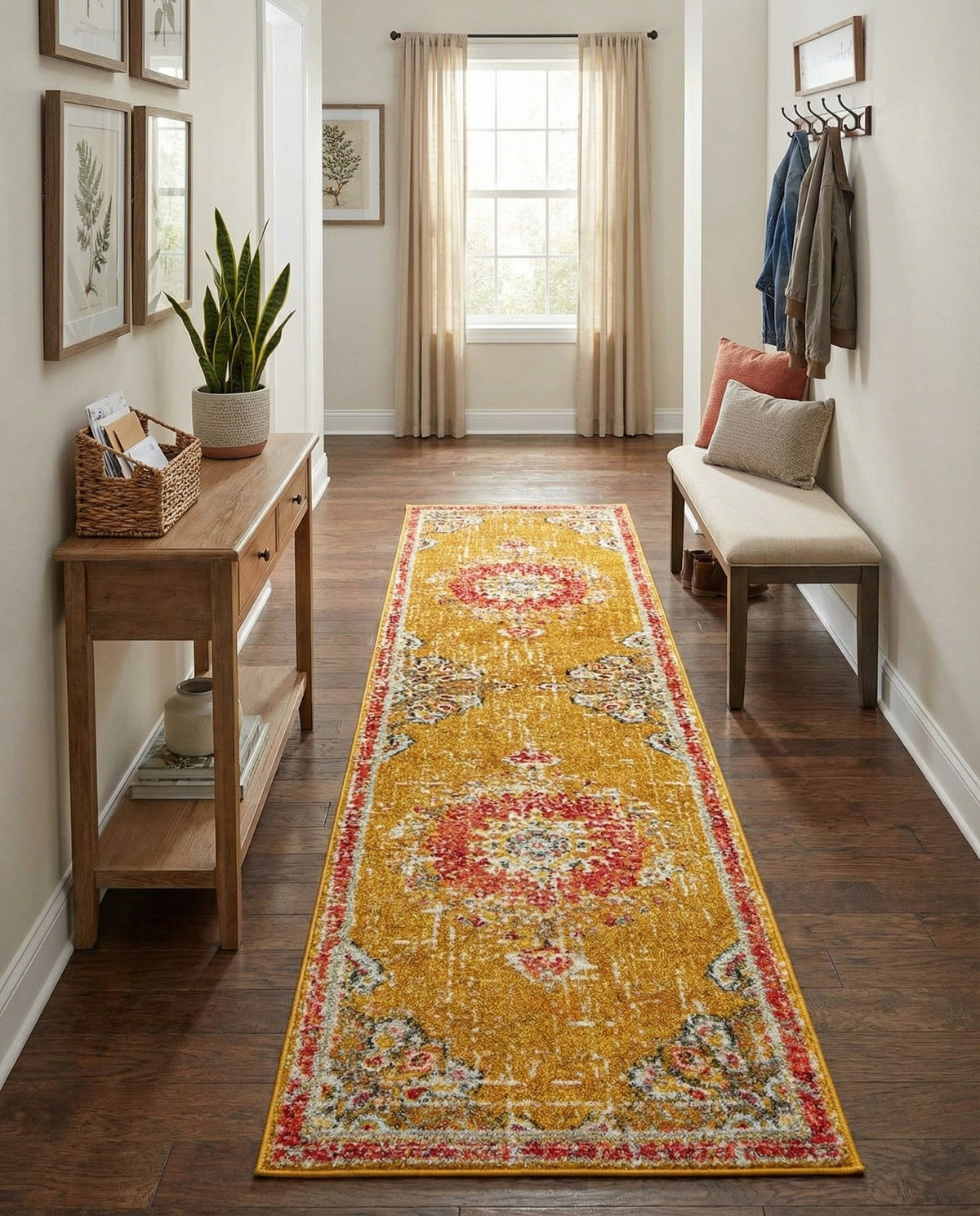 Brighton Terrace Collection Area Rug - Hove (Gold) Runner Gold  lifestyle 66