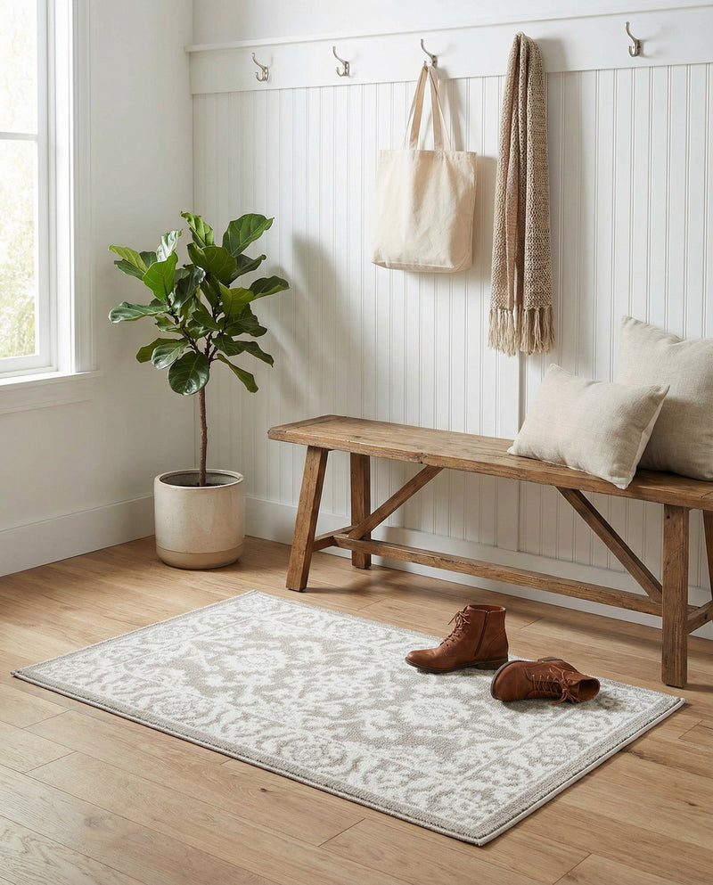 Savannah Elegance Collection Area Rug - Augusta (Light Gray) Rectangle Light Gray  lifestyle 9