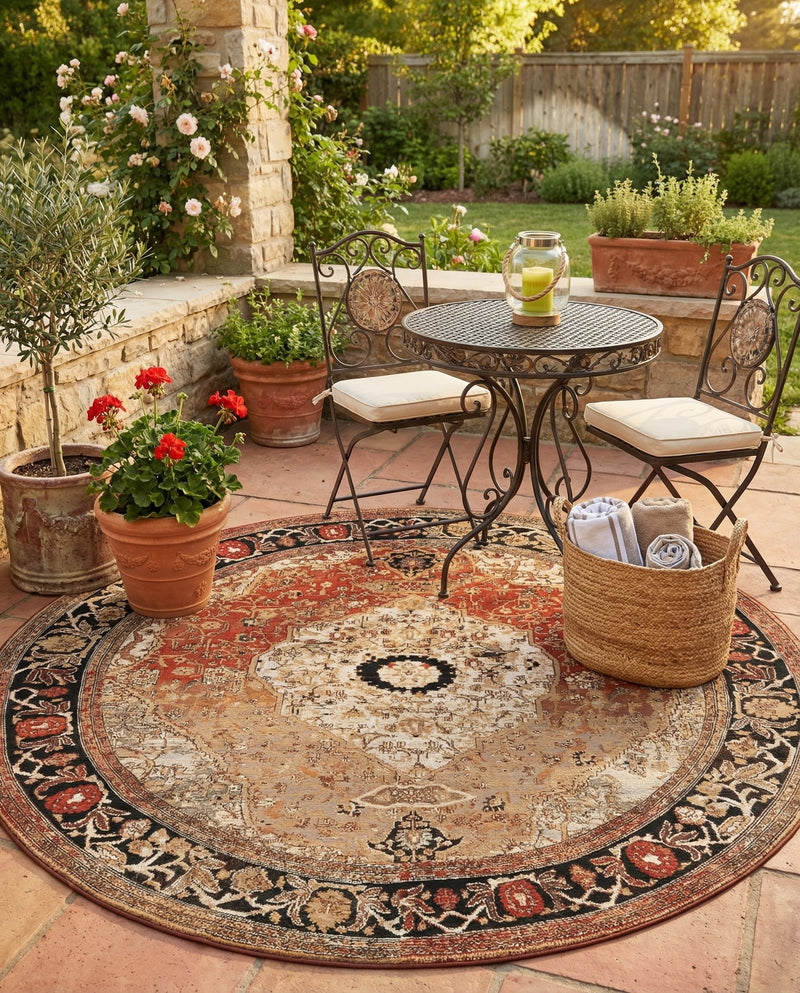 Patio Heritage Collection Area Rug -  Gazebo Round Multi  lifestyle 76