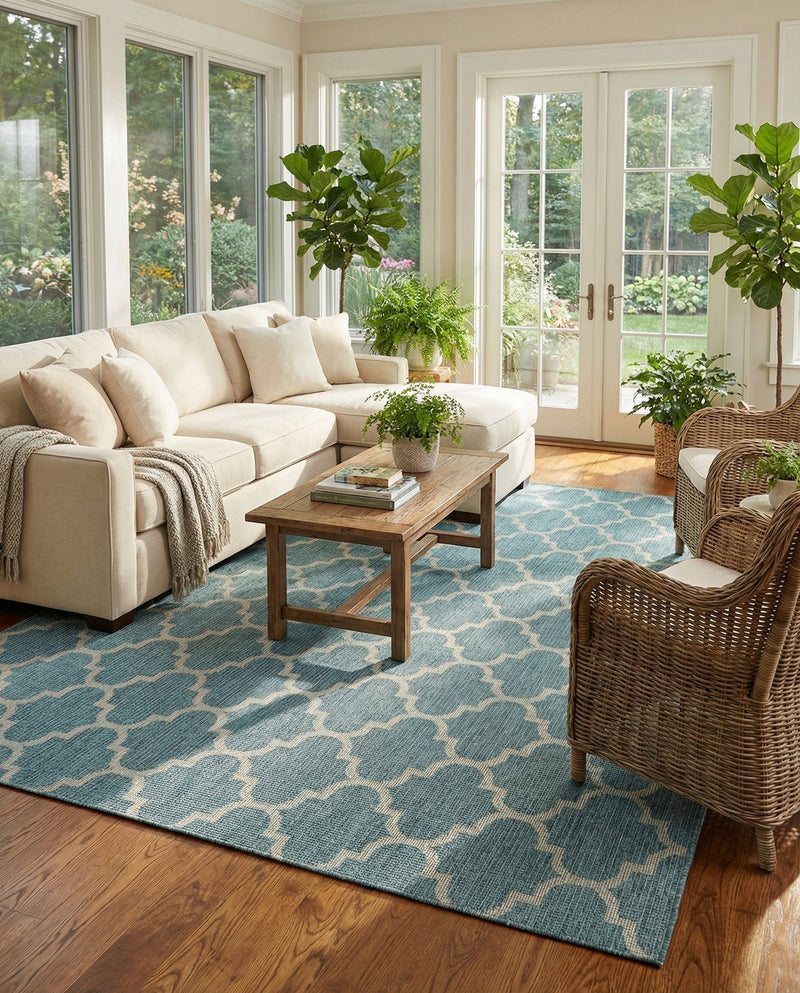 Savannah Pergola Collection Area Rug - Arbor (Teal) Rectangle Teal  lifestyle 24