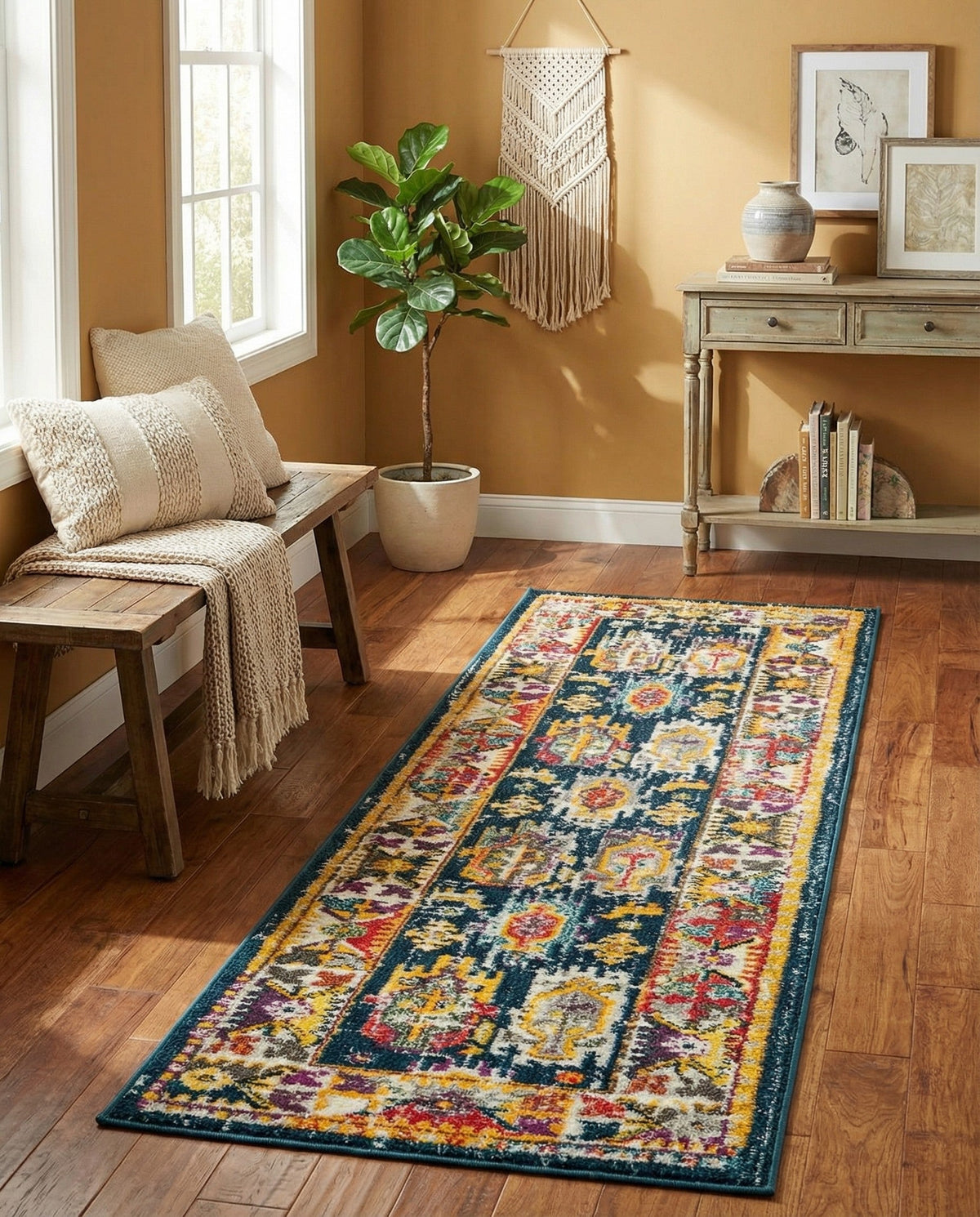 Brighton Terrace Collection Area Rug -  Portslade Runner Navy Blue  lifestyle 95