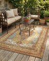Patio Heritage Collection Area Rug -  Pergola Rectangle Blue and Light Brown  lifestyle 3
