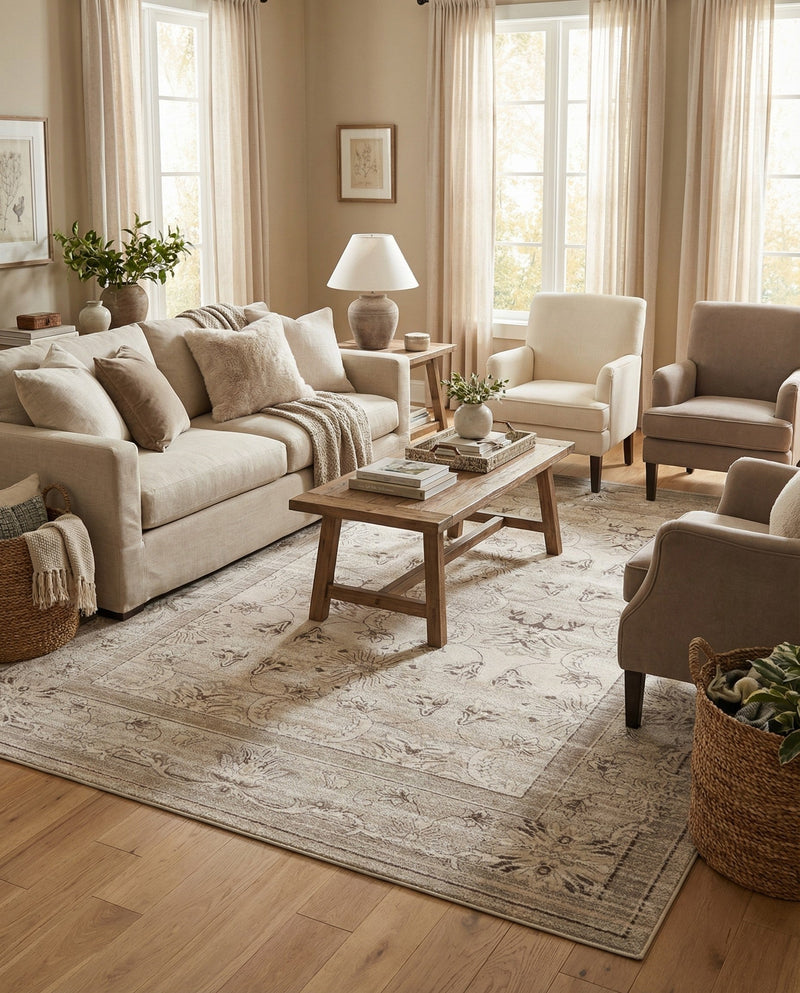 Horizon Collection Area Rug -  Meridian Rectangle Ivory  lifestyle 7