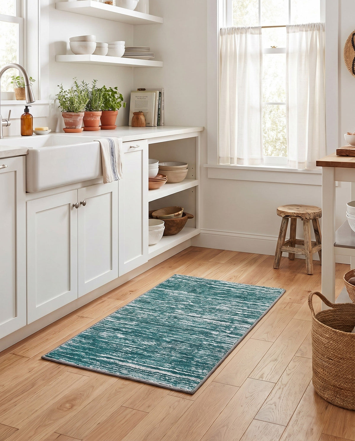 Sahara Essence Collection Area Rug - Oasis (Teal) Runner Teal  lifestyle 93